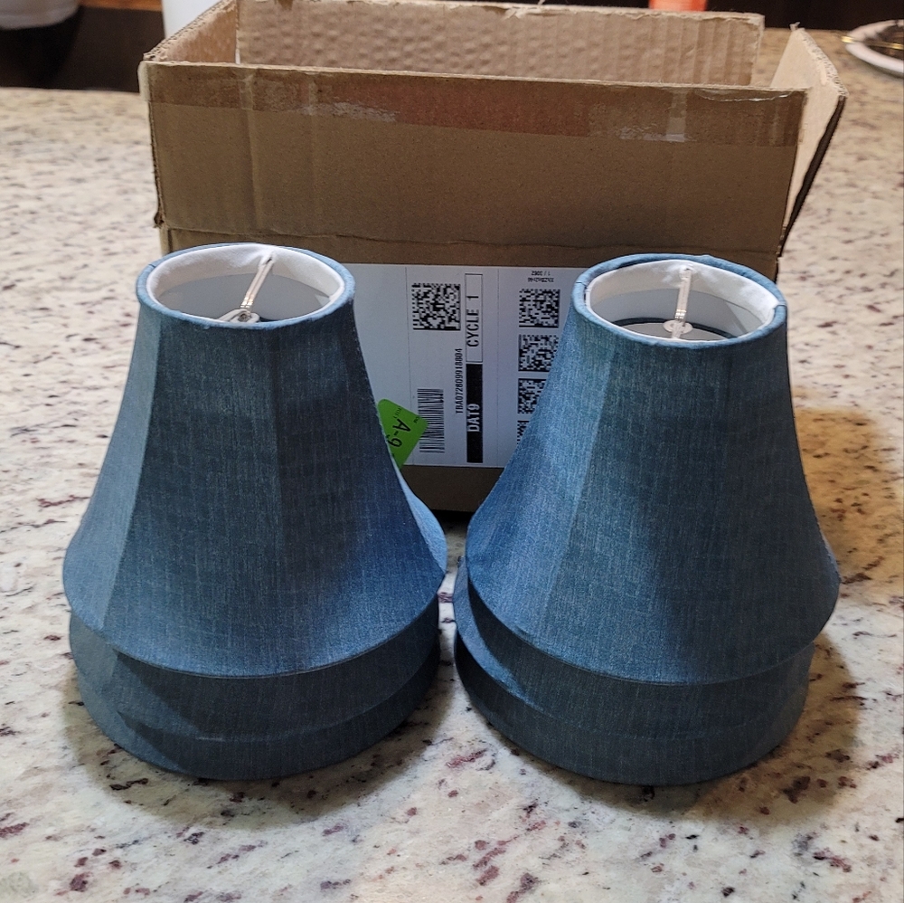 Chandelier clip on lamp shades blue